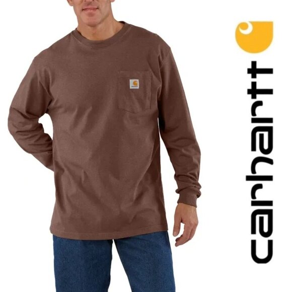 Carhartt | Mocha Heather Long Sleeve Loose Fit Pocket Heavyweight Work | Size 2X - Picture 1 of 9